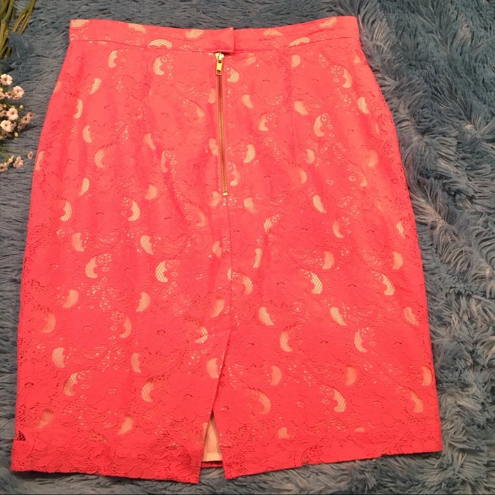 H&M Coral Pink Lace Pencil Skirt size 10 - Picture 4 of 5